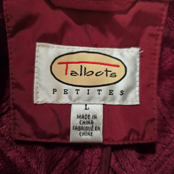 Talbots Petite Diamond Quilted Faux Fur Lined Snap Front Jacket Deep Red Large - Picture 8 of 11